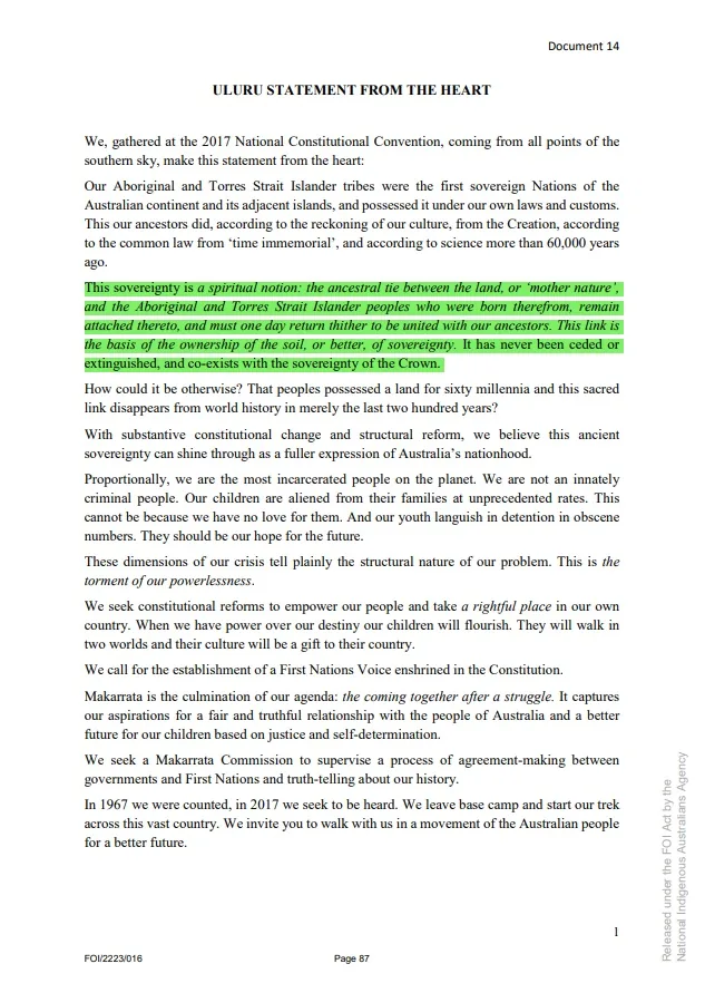 The FULL 26 page Uluru Statement from the heart.